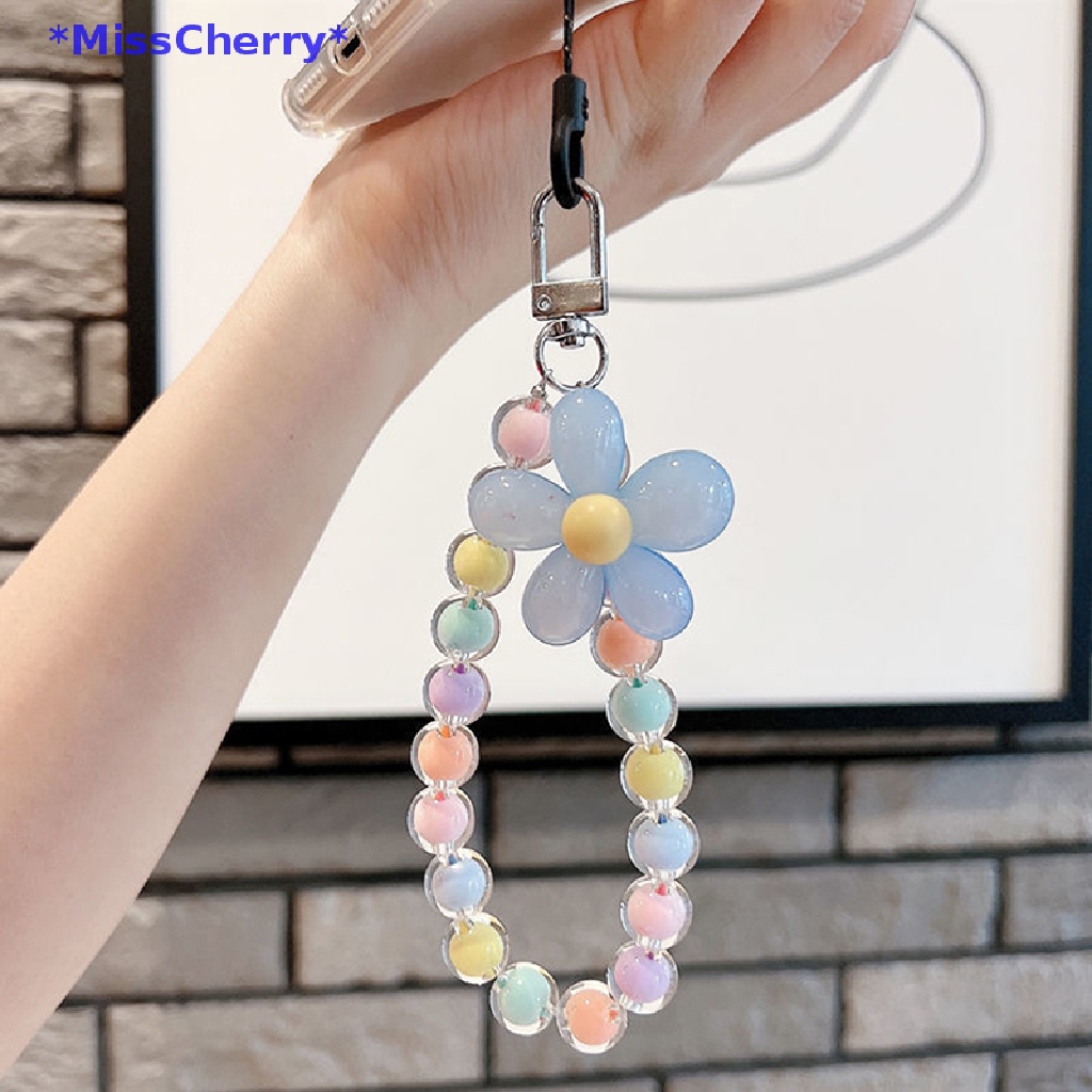 Mchy > Dây Đeo Điện Thoại Ngắn Đính Hạt Cườm Hình Hoa Chống Thất Lạc Mới