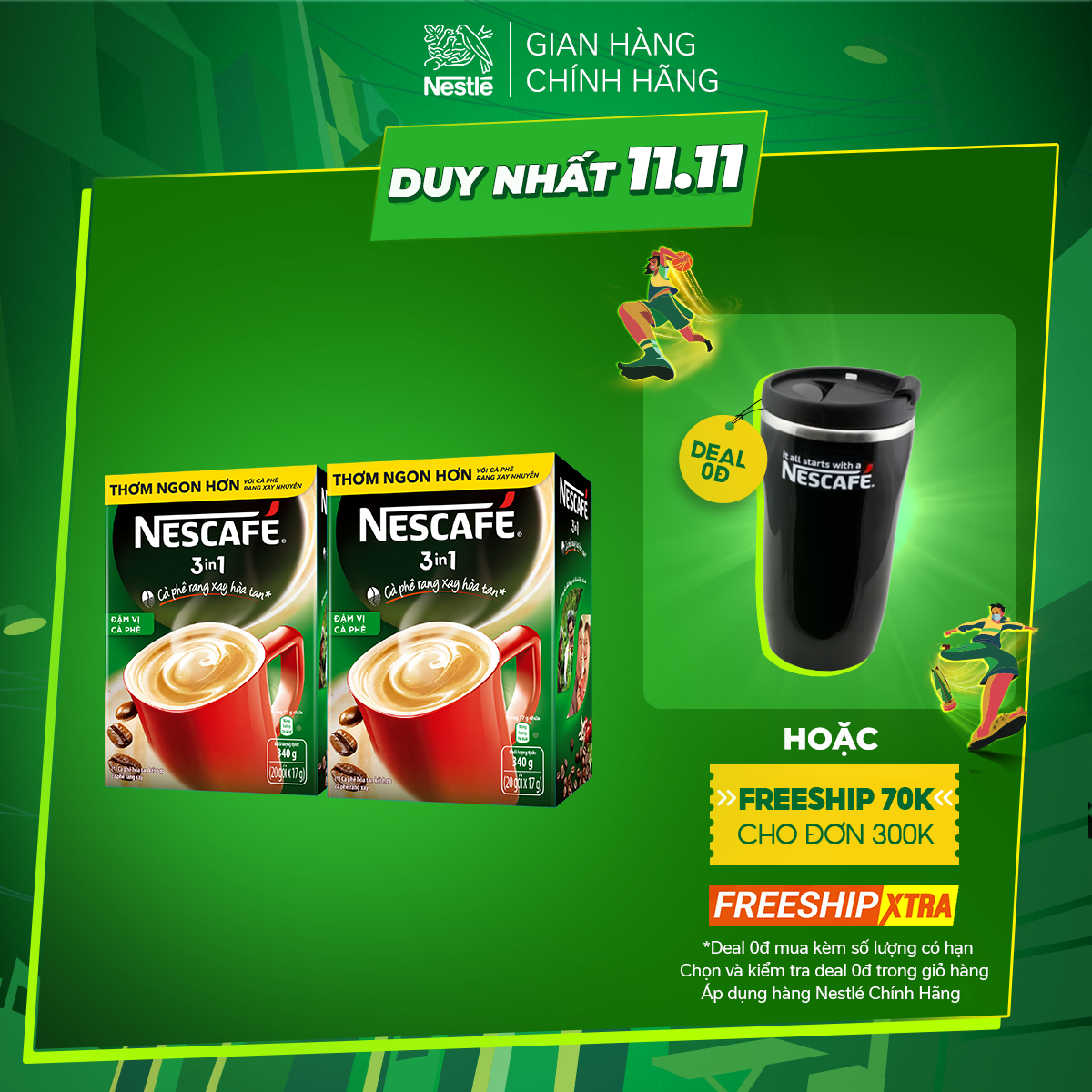 [Mã FMCGMALL -8% đơn 250K] Combo 2 hộp 20 gói x 17g NESCAFE 3in1 Rang xay Đậm Vị Cà Phê