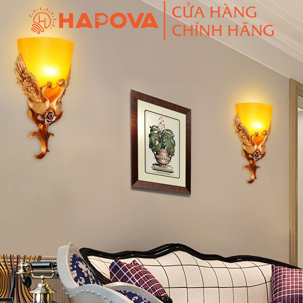 Bộ Đèn hắt Thiên nga Chao đá HAPOVA MAGNUS 6203 + Tặng kèm bóng Led