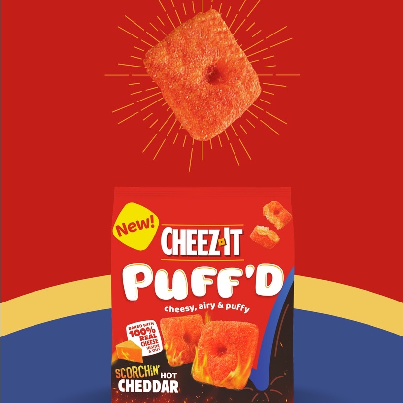 Snack Cheez-It Puff'd giòn tan từ 100% phô mai gói 163g - USA cheesy, airy, & puffy snack baked with 100% REAL CHEESE