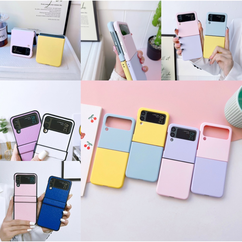 Bao Da Điện Thoại PC Cứng Nắp Gập 4 Màu Trơn Chống Sốc Cho Samsung Galaxy Z Flip 4 5G