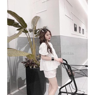 Mới về Mới về Set đũi áo babydoll cổ vuông tay bồng quần đùi