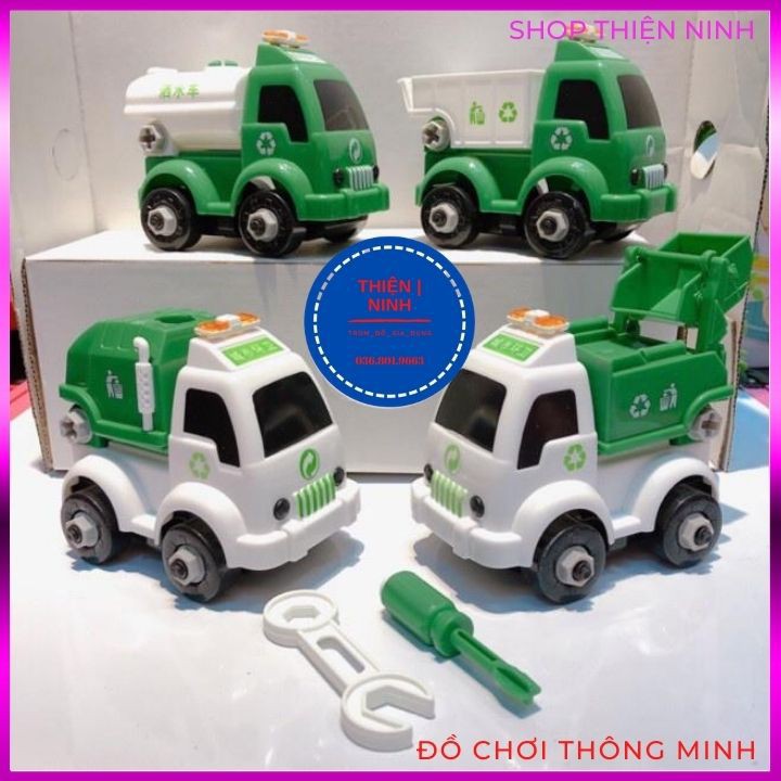 Set 4 ô tô sửa chữa bảo vệ môi trường, tặng tua vít, cờ lê ( ảnh&clip thật )