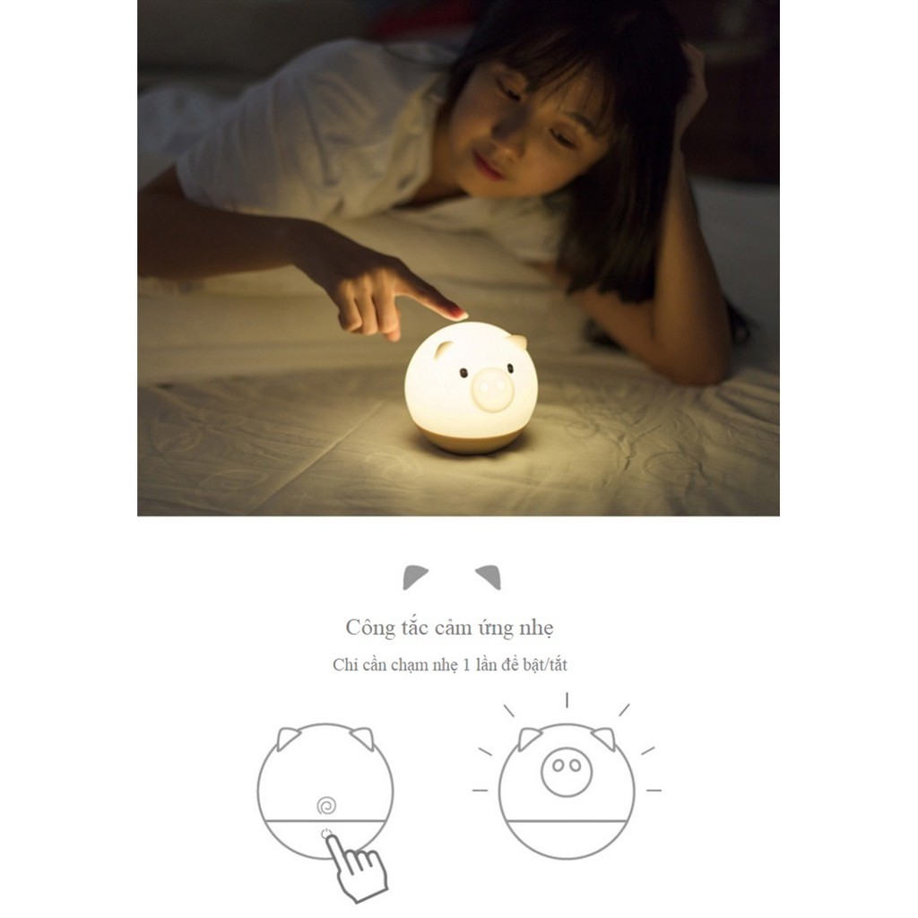 Đèn ngủ silicon hình con heo ngộ nghĩnh, siêu cute
