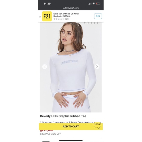 Áo thun gân  tay dài F21 dư xịn