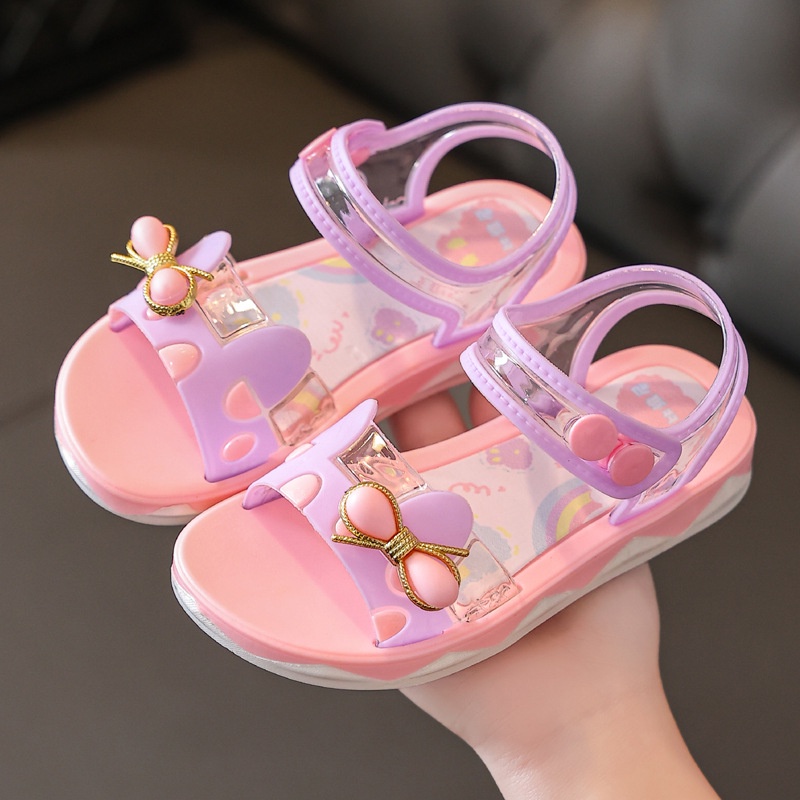 Dép Sandal Công Chúa Đế Mềm Chống Trượt Đính Nơ Nhiều Màu Dễ Thương Thời Trang Mùa Hè Cho Bé Gái