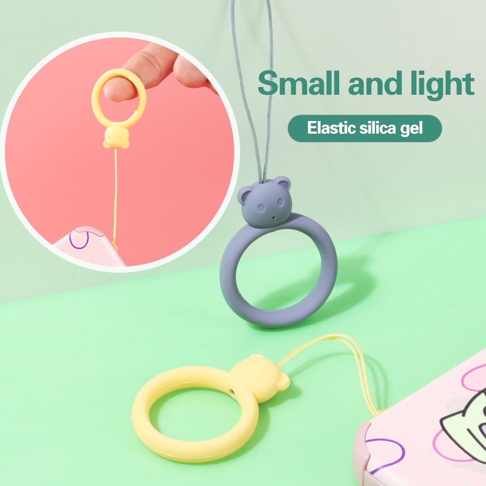 Dây treo điện thoại bằng silicone dẻo chống mất trang trí gấu hoạt hình đáng yêu
