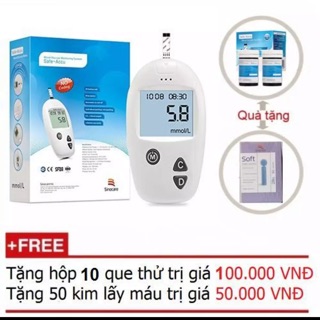 Máy Đo Đường Huyết Safe - Accu Chính Hãng SINOCARE Tặng kèm 10 que thử và 10 kim lấy máu