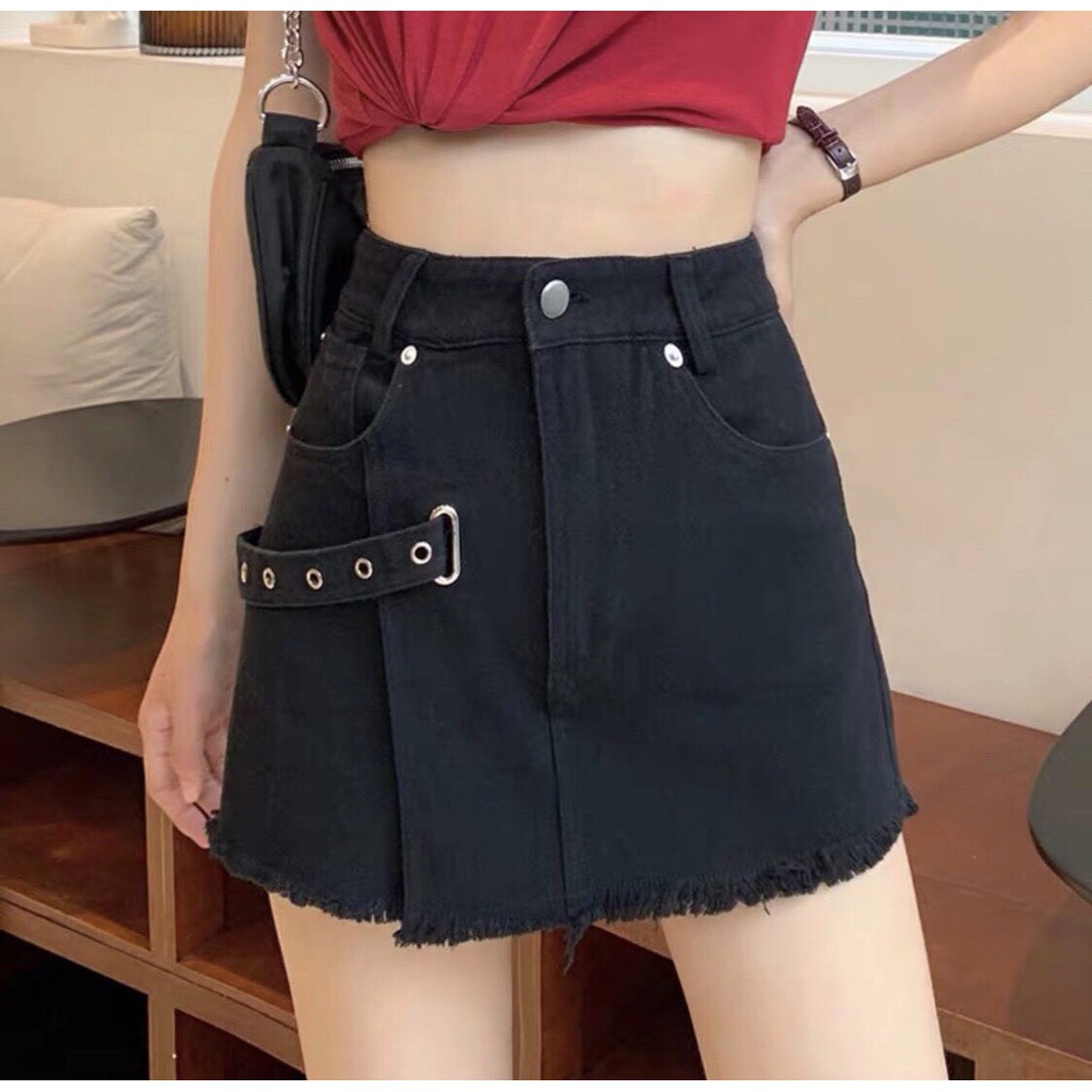 chân váy kèm khoen bên xinh ảnh thật chất kaki mềm