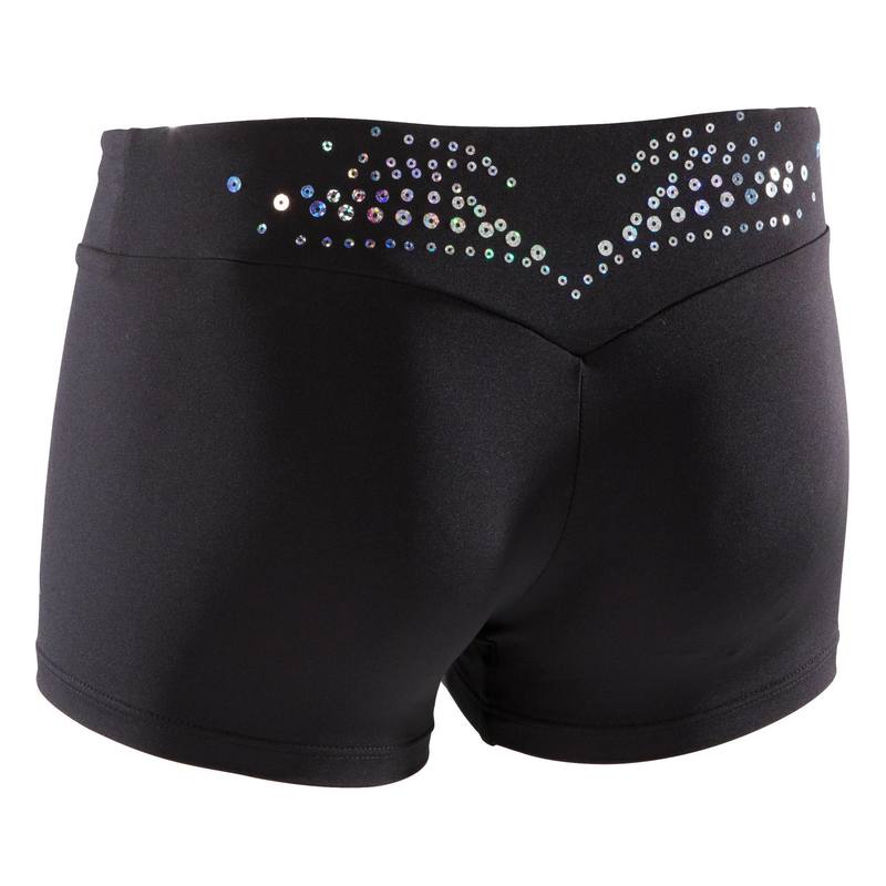 Quần short thể dục nghệ thuật cho bé gái Decathlon DOMYOS màu đen/ đính Sequin