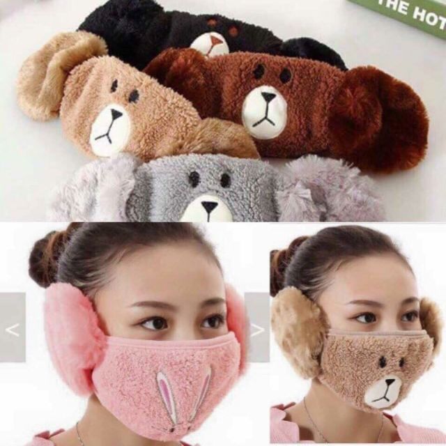 Khẩu trang gấu bông giữ ấm tai sỉ 22k