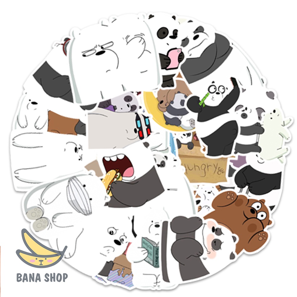 Set 50 sticker anh em gấu bare bear Chúng tôi đơn giản là Gấu