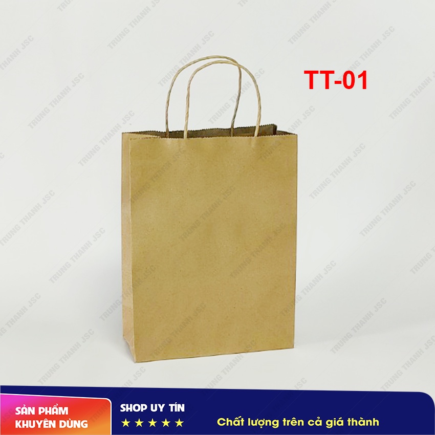 Túi giấy Kraft có quai, túi đựng quà - Kraft Handle Bag - 20x10x28cm - mẫu TT-01 - Tiêu chuẩn xuất khẩu