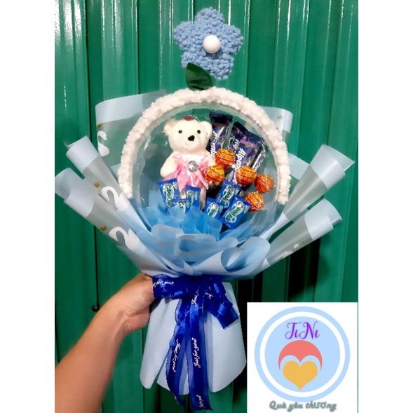 Bó hoa kẹo phối bóng meka rất xinh