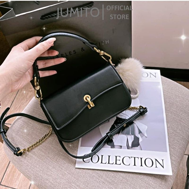 Túi xách nữ đeo chéo đeo vai trơn basic khóa cài trend 2022 siêu xinh JUMITO AA1132