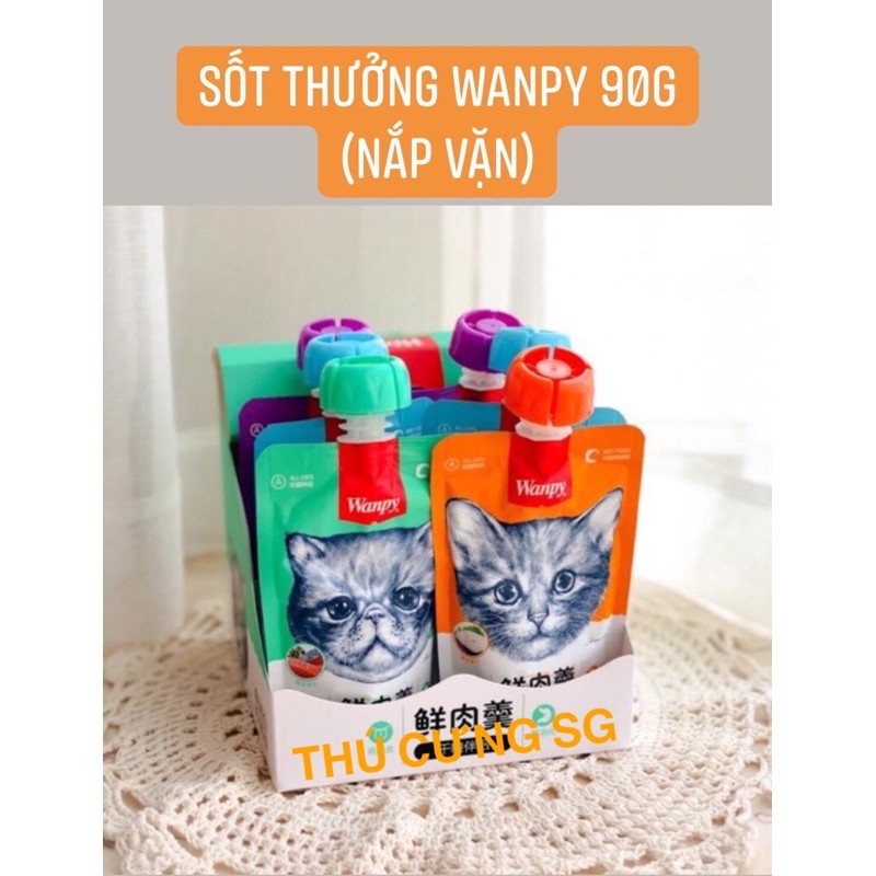Sốt thưởng mèo Wanpy 90g nắp vặn
