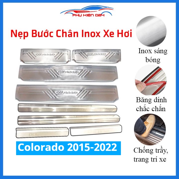 Bộ ốp bậc cửa trong ngoài Colorado 2015-2016-2017-2018-2019-2020-2021-2022 Inox chống trầy trang trí xe