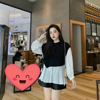 Áo tay phồng mẫu peplum cột eo