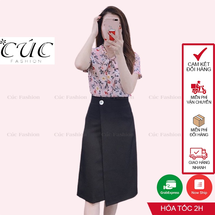 Chân váy chữ A Cúc Fashion cao cấp dáng dài công sở nữ CA27 váy 2 tà 1 cúc