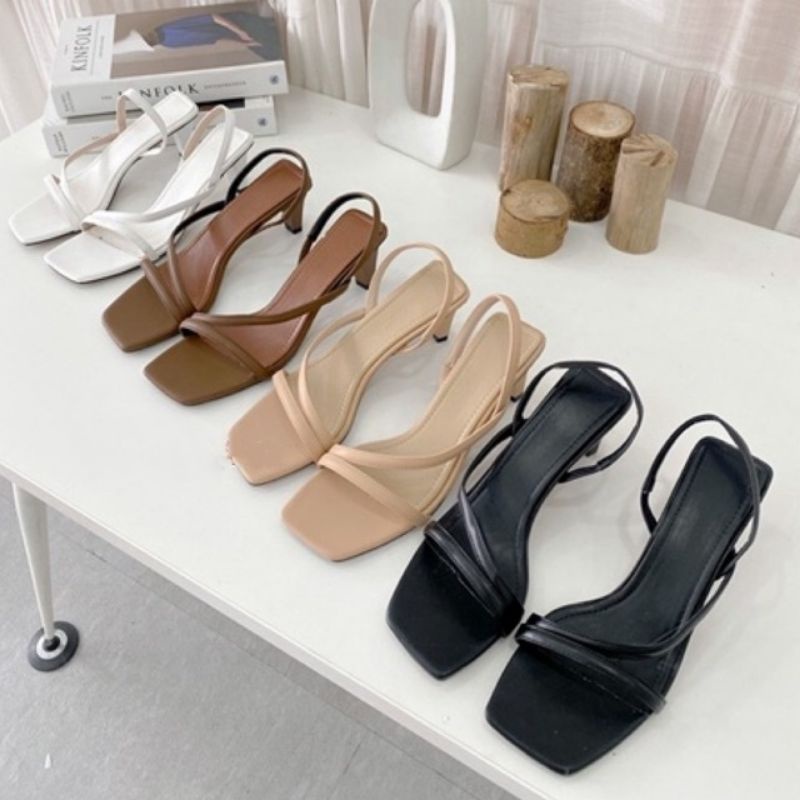 Giày SanDal Cao Gót Đế Nhọn Quai Mãnh, Sandal Quai Chéo 5 Phân, Cao Gót Quai Dây