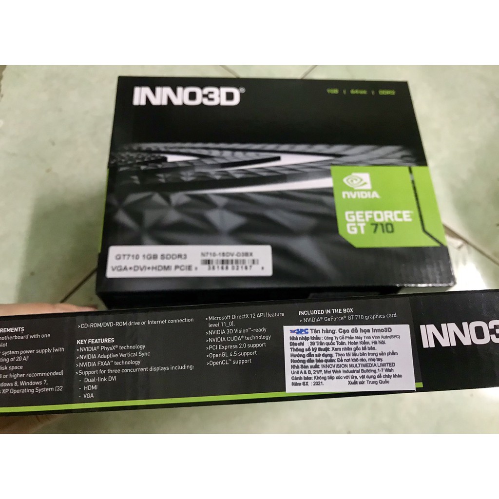 Card màn hình Inno3D Geforce GT 710 1GB (1GB GDDR3, 64-bit, VGA + DVI +HDMI)
