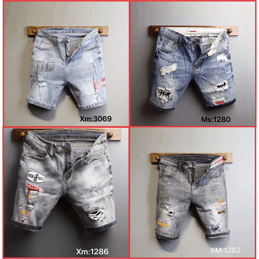Quần short jean nam rách xước nhiều màu co dãn tốt hàng cao cấp | BigBuy360 - bigbuy360.vn