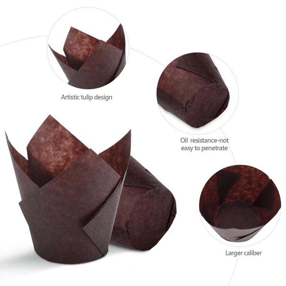 CONOPERY Set 50 cốc giấy làm bánh cupcake / muffin chống dầu hình hoa tulip diy