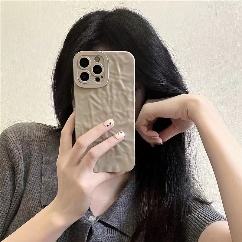 Ốp Điện Thoại Silicon Mềm Nếp Nhăn Sáng Tạo Bảo Vệ Camera Cho iphone 13 12 11 Pro Max XR X XS XSMAX 7 8 plus 3
