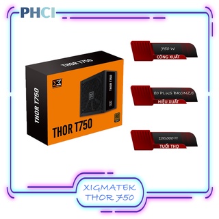 Xigmatek thor t750 750w - 80plus bronze, 100% cáp dẹt đen