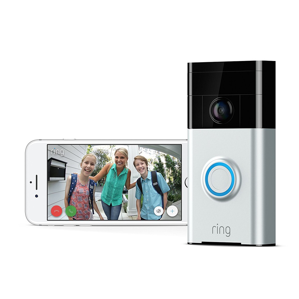 Chuông hình không dây cao cấp Ring Video Dorbell 1 - 720p, Wifi - Dùng pin hoặc nguồn, truyền hình lên Echo Show