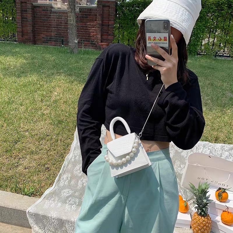 Túi Đeo Chéo Phối Ngọc Mini YUMI BÁN SỈ Túi đeo chéo hoặc cầm tay siêu Đáng Yêu