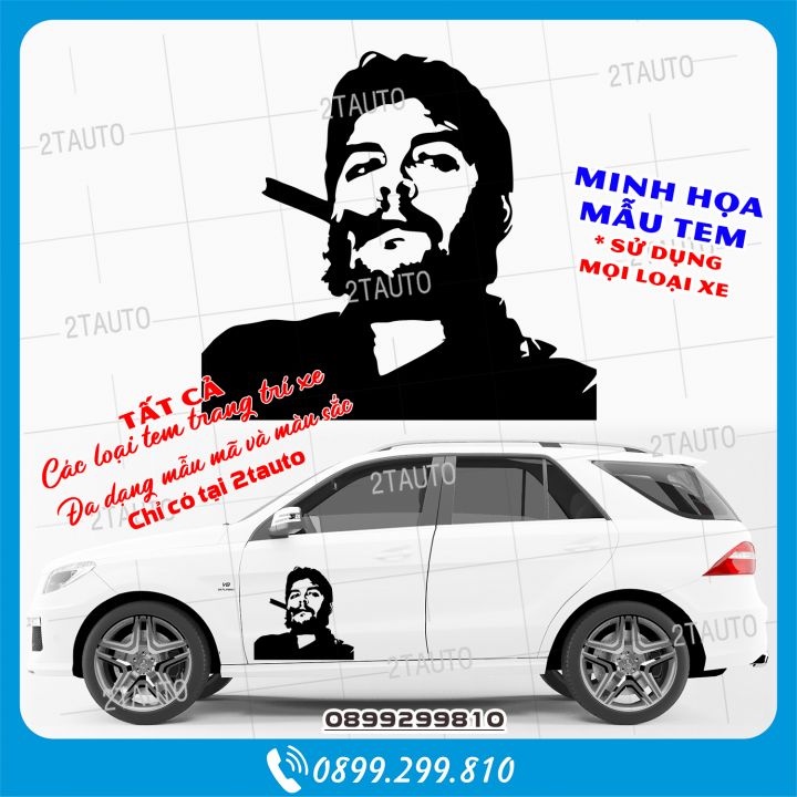 Tem decal CHE GUEVARA, logo CHE GUEVARA dán ô tô xe hơi xe máy- decal dán xe nhiều màu tùy chọn- MẪU 3