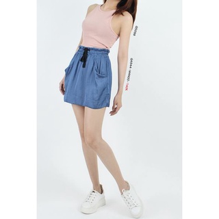Q4944 - chân váy satin m4ngo, lưng thun, cột nơ, trơn