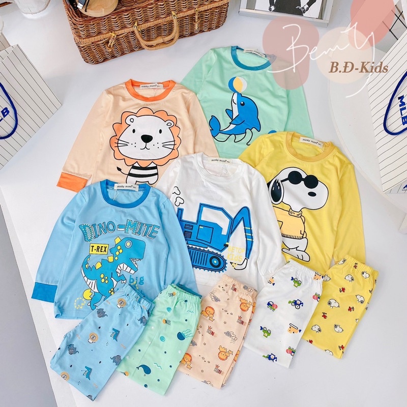 TD28  bộ tay dài quần dài thun lạnh snoopy đeo kính cá heo cho trẻ từ 8kg đến 24kg