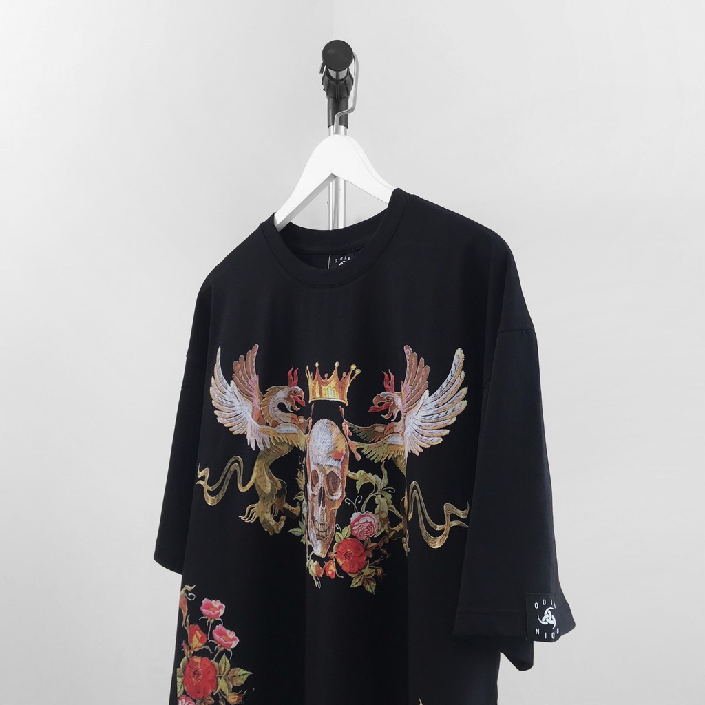 Áo thun in hình đầu lâu Floral Skull, áo phông T shirt ngắn tay nam nữ unisex, Odin Clothing