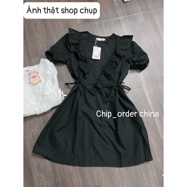 (XẢ HÀNG) Váy tiểu thư dây thắt eo điệu đà chất liệu thô