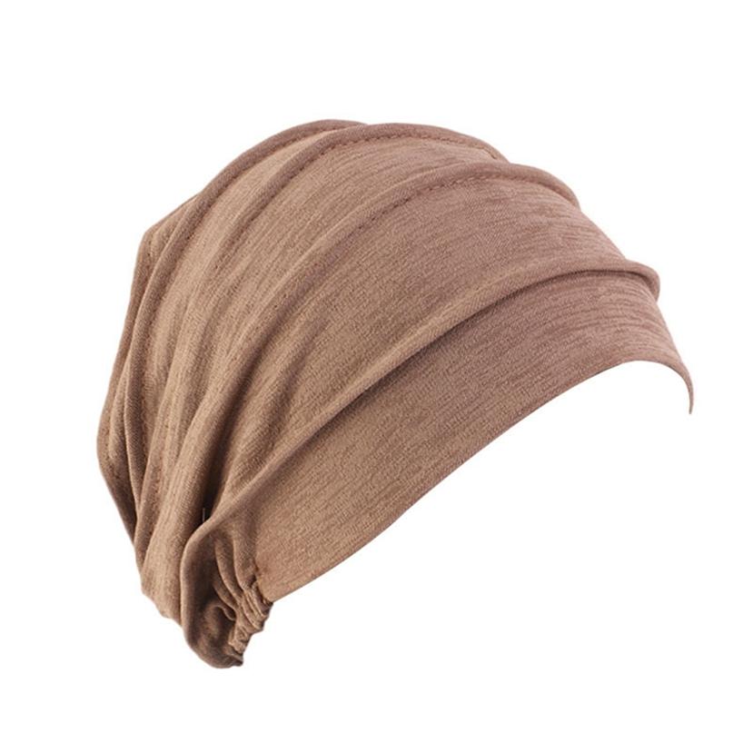 Phụ nữ mũ trùm đầu hijab mũ khăn xếp 1pc mũ trùm đầu ung thư chemo cap màu rắn