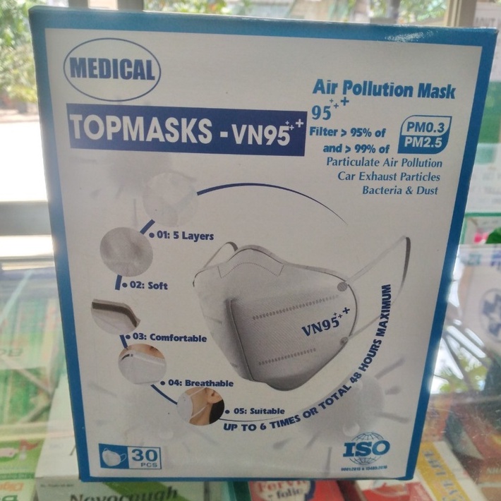 Khẩu Trang Y Tế 5 Lớp TopMasks N95+ (Hộp 30 cái) | BigBuy360 - bigbuy360.vn