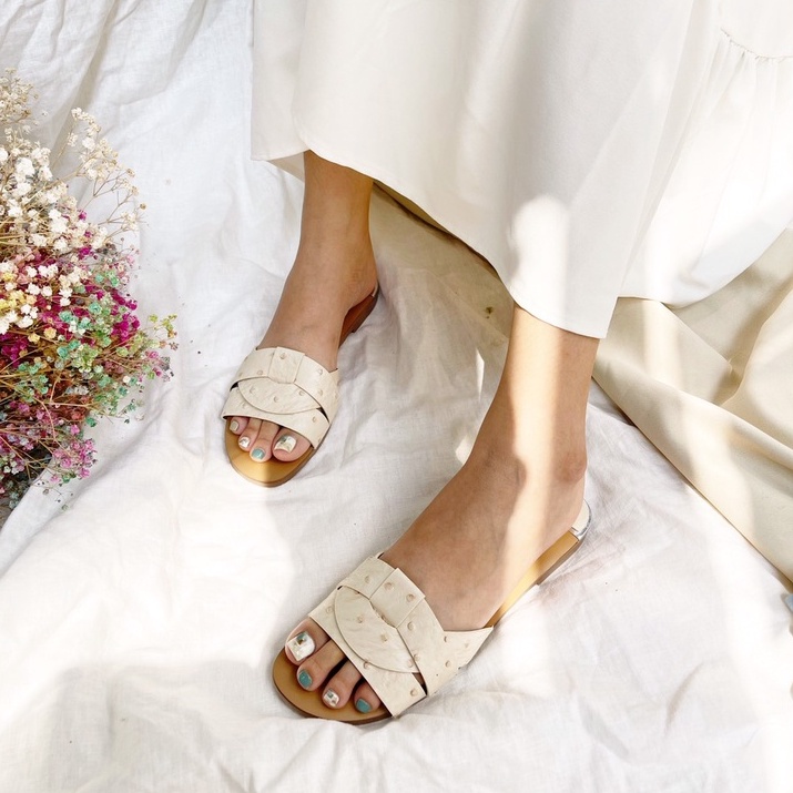 Dép nữ bệt da đà điểu quai xoắn thời trang MYSS - DE80