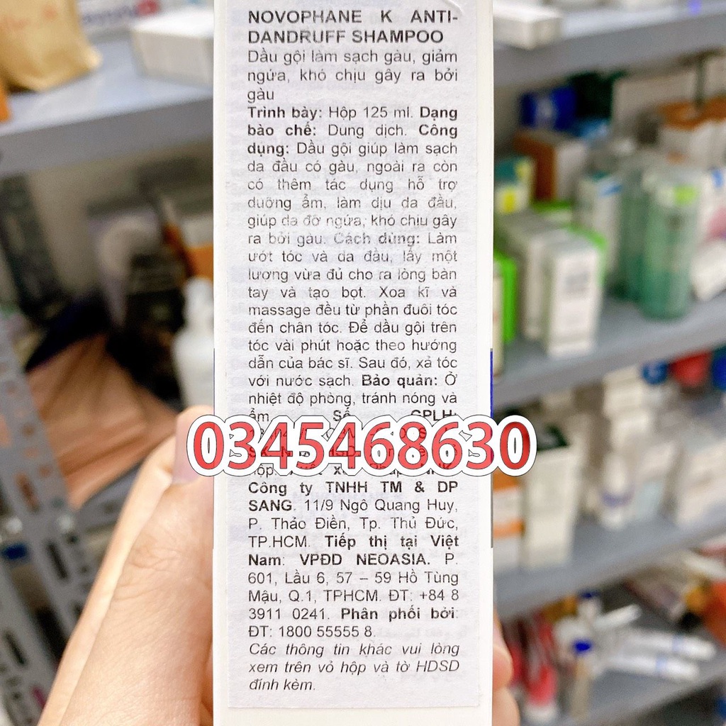 Dầu gội giảm gàu, giảm ngứa da đầu ACM Novophane.K Shampoo - 125ml