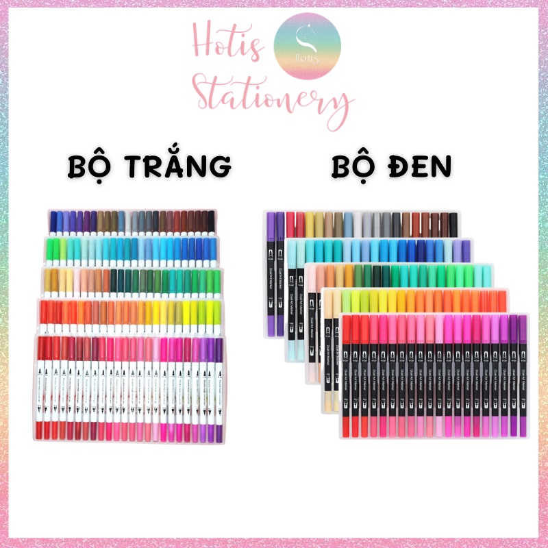 [HOTIS] Bút lông hai đầu tô màu vẽ tranh gốc nước viết calligraphy Double Head- Bộ 12/24/36/48 màu