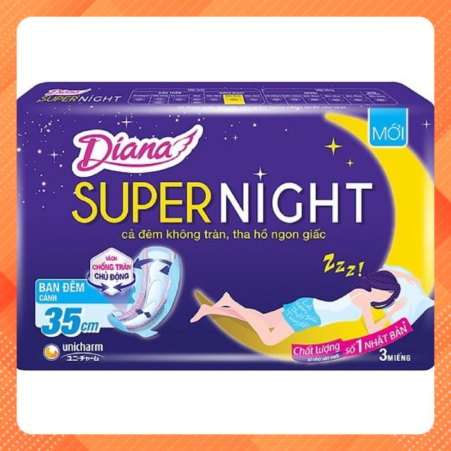 Lốc 6 Băng Vệ Sinh Diana Ban Đêm Siêu Thấm 35cm,3 Miếng Super Night 35cm