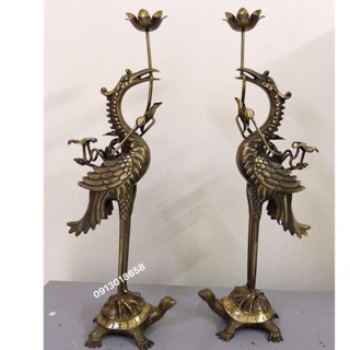 Đôi hạc đồng thờ bằng đồng màu giả cổ công nghệ cao 60cm. Hạc đúc thủ công.