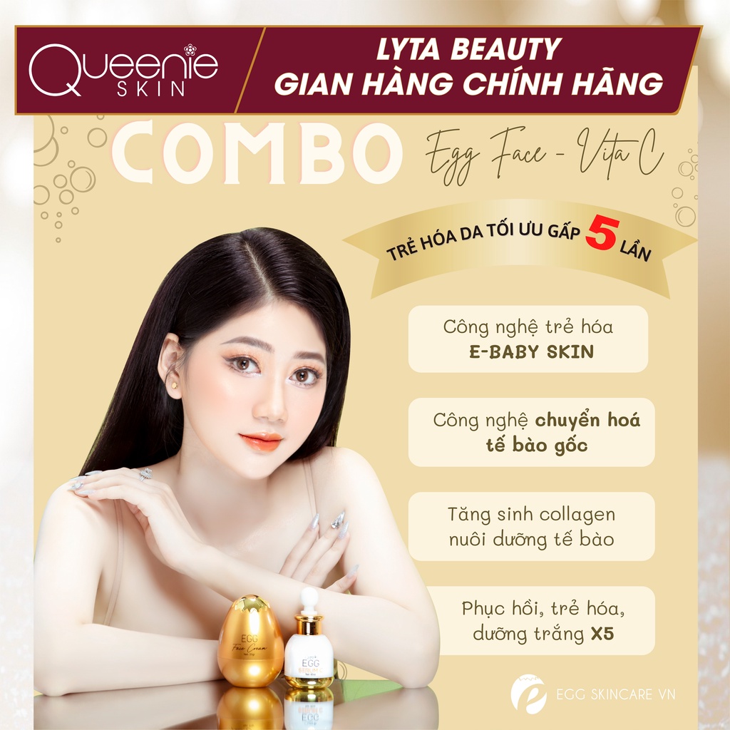 Combo Face Trứng + Vita C Queenie Skin