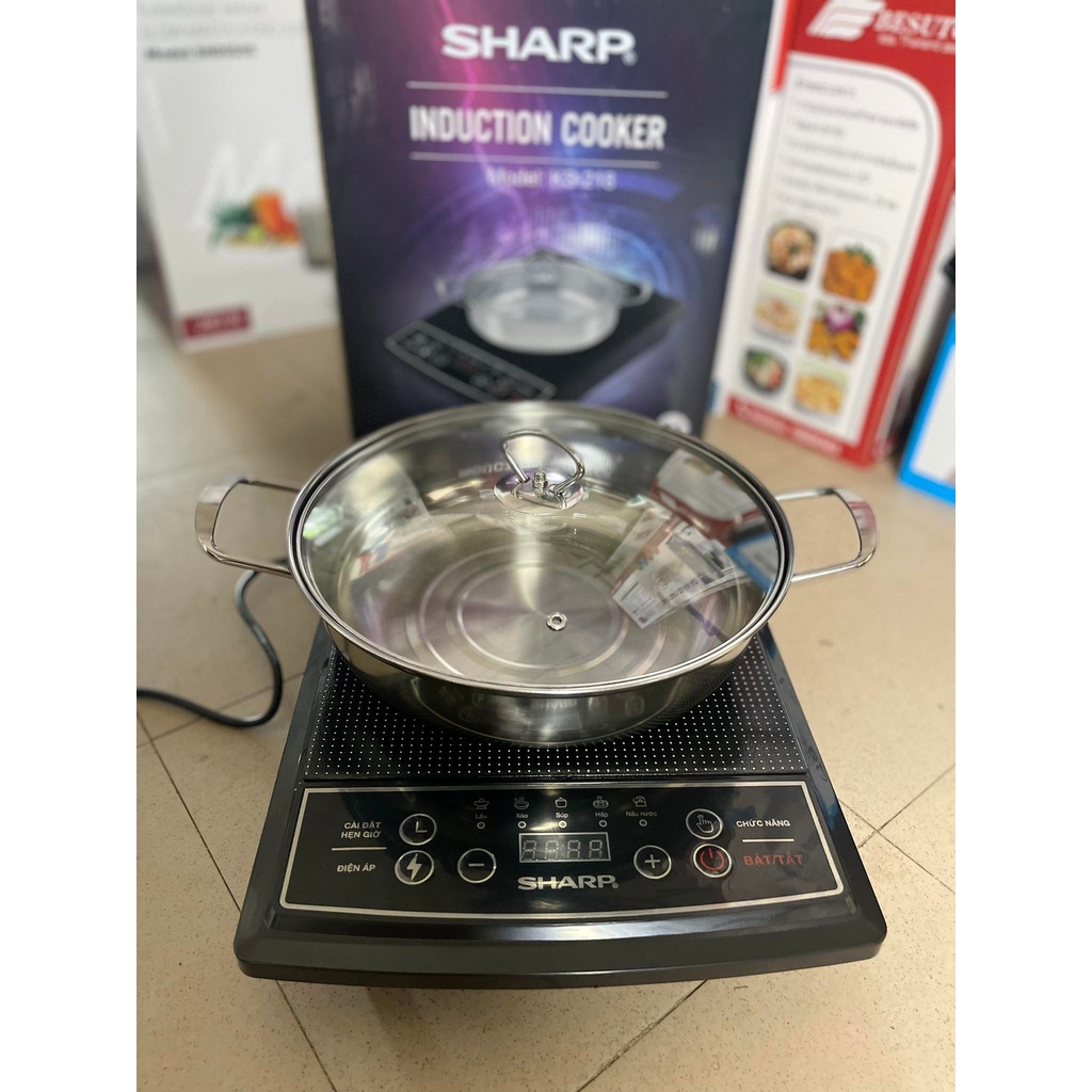 Bếp từ đơn cơ SHARP KS-218 + tặng kèm nồi INox cao cấp- Công suất 2000W-Bảo hành 12 tháng