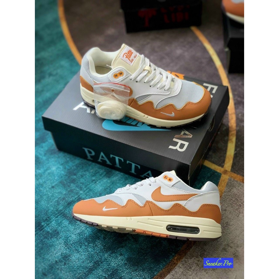 Fullbox Giày thể thao nam nữ Air Max 1 Patta Waves Monarch  màu trắng cam cực chất