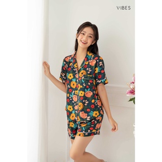 [O] VIBES Đồ bộ Pijama ngắn Haley Navy Py Set