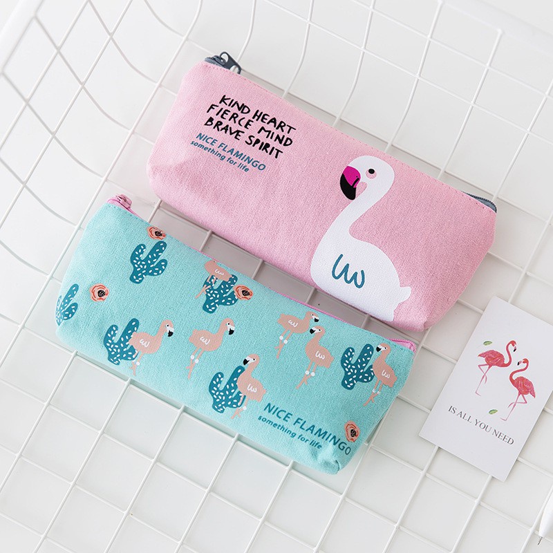 Hộp bút vải hình hạc flamingo cute dễ thương cho học sinh