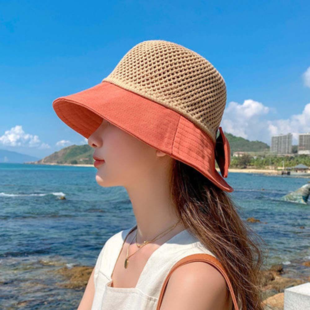 NICKOLAS Nón Bucket Rộng Vành Phối Nơ Thời Trang Mùa Hè Cho Phái Nữ