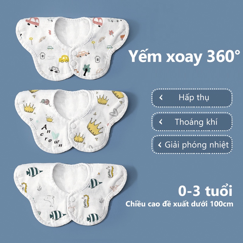 Yếm ăn dặm Cho Bé Xoay 360 độ như Cánh Hoa Siêu Mềm & Thấm Hút tốt QBI